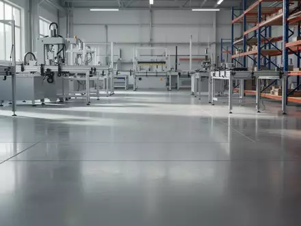 Ein leerer, sauberer Industrieboden in einer Werkshalle bei Tageslicht. - Foto: ĂĽber boerse-global.de