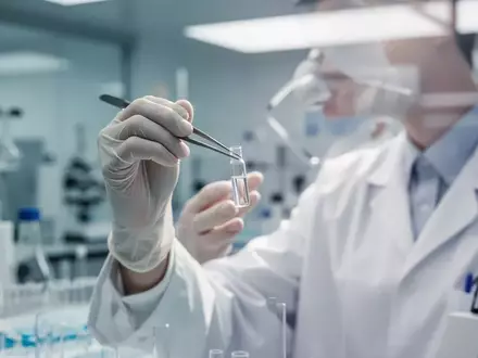 Ein Wissenschaftler untersucht im Labor eine Ampulle mit einem potenziellen neuen Medikament. - Foto: über boerse-global.de