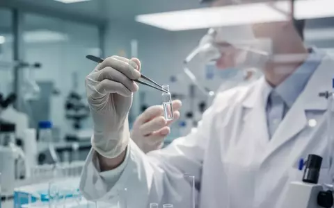 Ein Wissenschaftler untersucht im Labor eine Ampulle mit einem potenziellen neuen Medikament. - Foto: über boerse-global.de
