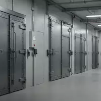Ein minimalistischer, hochsicherer Industrieflur mit massiven Stahltüren und moderner Architektur ohne sichtbare Beschriftungen. - Foto: über boerse-global.de