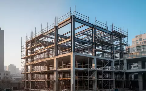 Rohbau eines modernen Verwaltungsgebäudes auf einer städtischen Baustelle bei Tageslicht. - Foto: über boerse-global.de