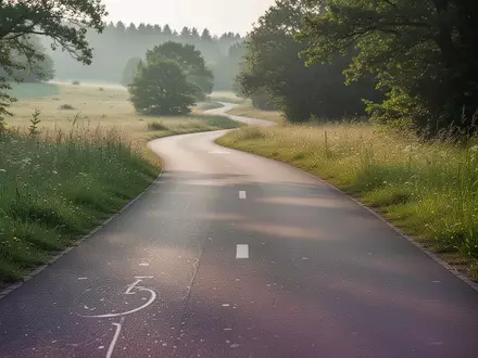 Ein asphaltierter Radweg durch eine grüne Landschaft in Mitteldeutschland an einem sonnigen Sommertag. - Foto: über boerse-global.de