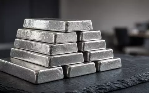 Stapel aus physischen Silberbarren auf einer dunklen Schieferplatte bei gedimmtem Licht. - Foto: über boerse-global.de