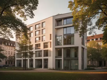 Moderne Wohnhausfassade in einer deutschen Universitätsstadt bei Tageslicht. - Foto: über boerse-global.de