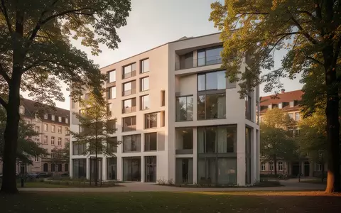 Moderne Wohnhausfassade in einer deutschen Universitätsstadt bei Tageslicht. - Foto: über boerse-global.de
