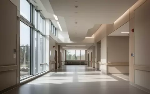 Ein heller, moderner Krankenhausflur mit großen Fenstern und minimalistischem Design. - Foto: über boerse-global.de