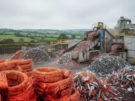 Moderne Kupferrecyclinganlage mit verarbeiteten Metallbeständen in einer industriellen Umgebung. - Foto: über boerse-global.de