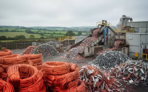 Moderne Kupferrecyclinganlage mit verarbeiteten Metallbeständen in einer industriellen Umgebung. - Foto: über boerse-global.de