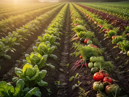 Frisch geerntetes Bio-Gemüse auf einem Feld in Baden-Württemberg bei Sonnenuntergang. - Foto: über boerse-global.de