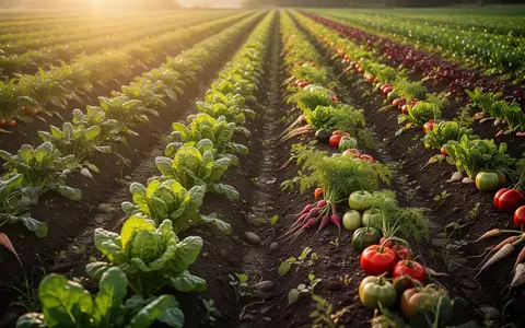 Frisch geerntetes Bio-Gemüse auf einem Feld in Baden-Württemberg bei Sonnenuntergang. - Foto: über boerse-global.de