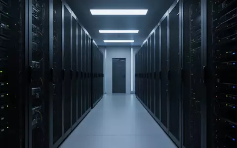 Moderne, minimalistische Server-Infrastruktur in einem klimatisierten Rechenzentrum mit blauer Beleuchtung. - Foto: über boerse-global.de