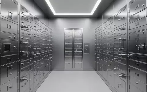 Reihen von glänzenden Bankschließfächern in einem modernen Tresorraum, die Sicherheit und Finanztransaktionen symbolisieren. - Foto: über boerse-global.de