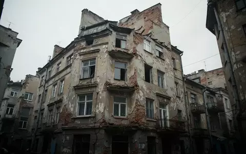 Fassade eines baufälligen Wohnhauses in einer städtischen Umgebung bei bewölktem Himmel. - Foto: über boerse-global.de