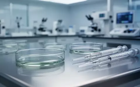 Ein steriler Labortisch mit Glas-Petrischalen und wissenschaftlichem Equipment unter kühler Beleuchtung. - Foto: über boerse-global.de