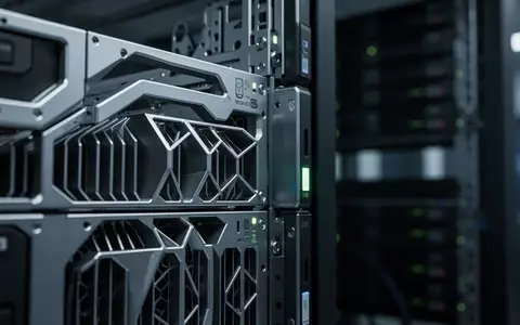 Detailaufnahme einer hochmodernen Server-Hardware-Komponente in einer industriellen Umgebung mit Fokus auf Metallstrukturen. - Foto: über boerse-global.de