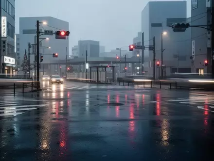 Eine nächtliche, regennasse Straßenkreuzung im Zentrum von Tokio mit Spiegelungen auf dem Asphalt und urbaner Architektur. - Foto: über boerse-global.de