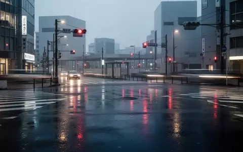 Eine nächtliche, regennasse Straßenkreuzung im Zentrum von Tokio mit Spiegelungen auf dem Asphalt und urbaner Architektur. - Foto: über boerse-global.de
