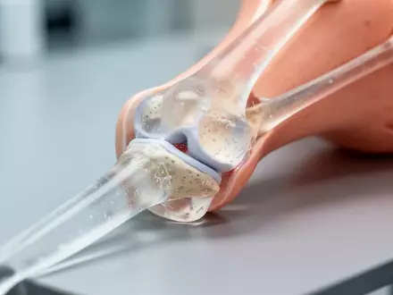 Ein medizinisches Modell eines menschlichen Kniegelenks auf einem klinischen Labortisch. - Foto: über boerse-global.de