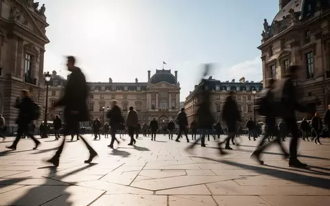 Ein belebter öffentlicher Platz in Paris bei hellem Tageslicht mit verschwommenen Silhouetten von Passanten. - Foto: über boerse-global.de