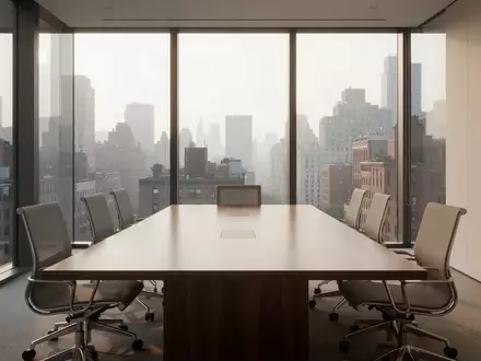 Ein minimalistischer, leerer Konferenzraum mit modernem Mobiliar und natürlichem Tageslicht. - Foto: über boerse-global.de