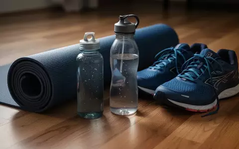 Symbolbild: Yogamatte, Trinkflasche und Laufschuhe - Foto: über boerse-global.de