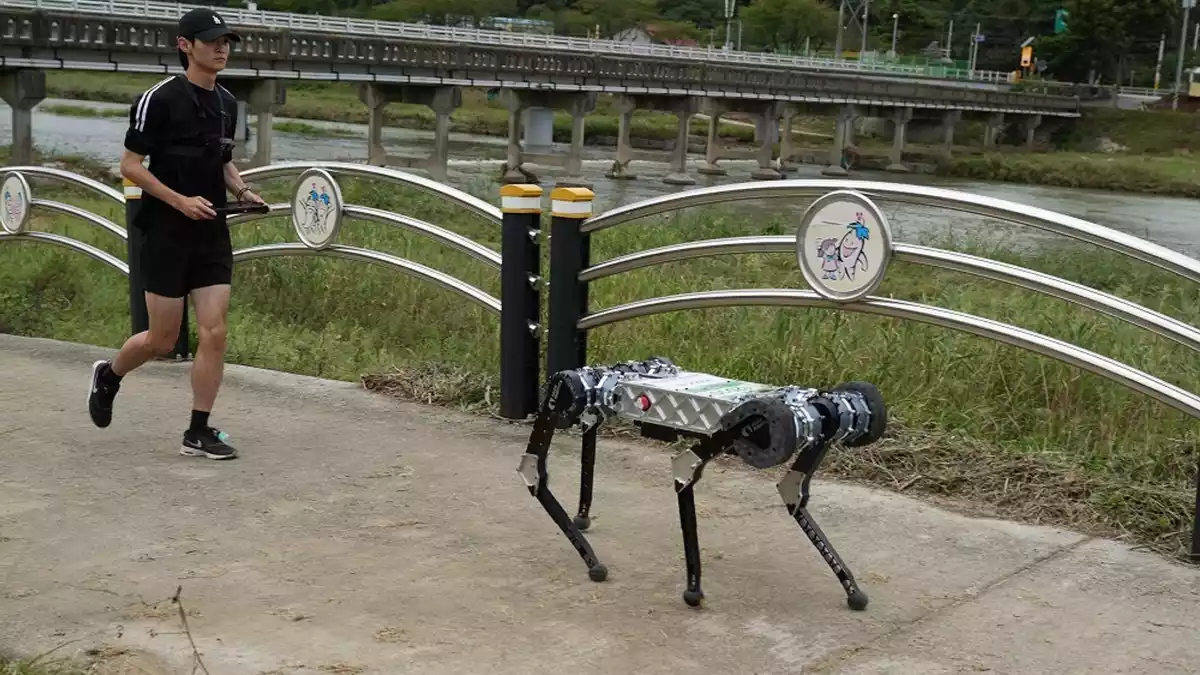 Der vierbeinige Roboter Raibo2 hat einen vollständigen Marathonlauf in 4 Stunden und 19 Minuten in Südkorea absolviert. - Bild: -/KAIST/dpa