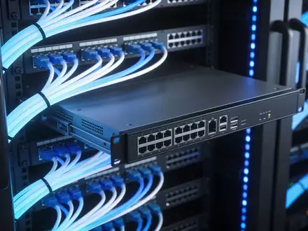 Moderne Serveranlage mit leuchtenden Glasfaserkabeln als Symbol für KI-Sicherheitsprüfungen. - Foto: über boerse-global.de