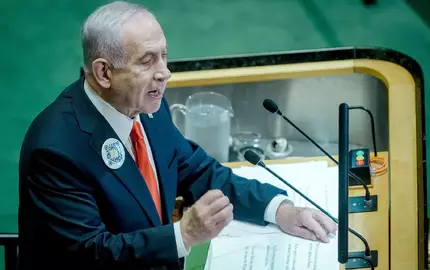 Netanjahu bei der UN-Generaldebatte im vergangenen Jahr. (Archivbild) - Foto: Kay Nietfeld/dpa
