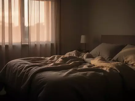Ein ruhiges, in sanftes Morgenlicht getauchtes Schlafzimmer bei Tagesanbruch, das eine Atmosphäre der Stille vermittelt. - Foto: über boerse-global.de