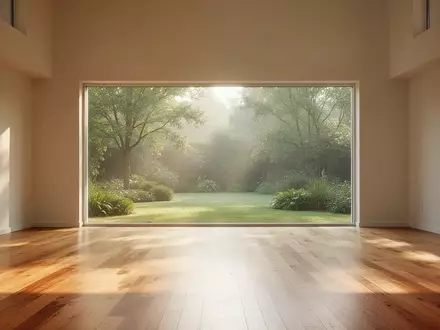 Ein heller, sonnendurchfluteter Raum mit Holzboden und Blick in einen grünen Garten, der ein Gefühl von Stabilität und Bewegung vermittelt. - Foto: über boerse-global.de