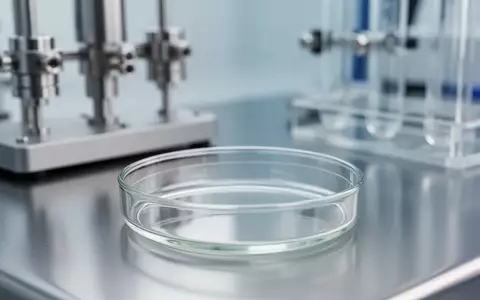 Ein leeres Glas-Petrischälchen auf einer Edelstahloberfläche in einem wissenschaftlichen Labor. - Foto: über boerse-global.de