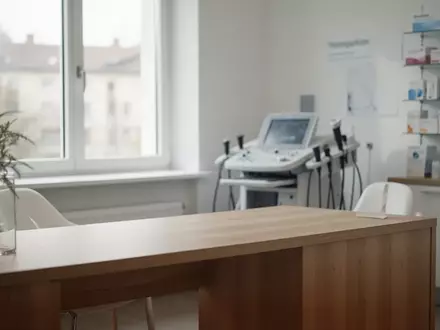 Ein heller, minimalistischer Beratungsraum in einer modernen Apotheke mit medizinischer Ausstattung im Hintergrund. - Foto: über boerse-global.de