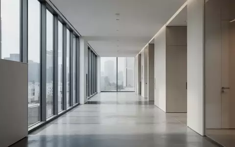 Modernes, minimalistisches Büroflur-Design mit natürlichem Lichteinfall und architektonischen Linien. - Foto: über boerse-global.de