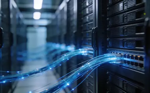 Modernes Rechenzentrum mit leuchtenden Glasfaserkabeln als Symbol für digitales Wachstum und Cloud-Infrastruktur. - Foto: über boerse-global.de