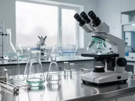 Ein modernes medizinisches Forschungslabor mit wissenschaftlichen Geräten und einem Mikroskop in einer ruhigen, hellen Umgebung. - Foto: über boerse-global.de