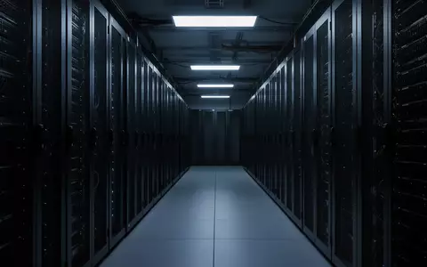 Ein leerer, düster beleuchteter Serverraum mit dunklen, inaktiven Serverschränken in einer industriellen Umgebung. - Foto: über boerse-global.de