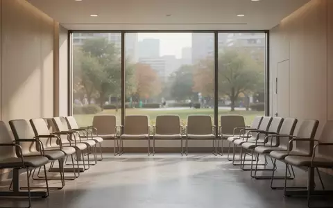 Ein heller, moderner Wartebereich in einer Arztpraxis mit leeren Stühlen und Blick ins Grüne. - Foto: über boerse-global.de