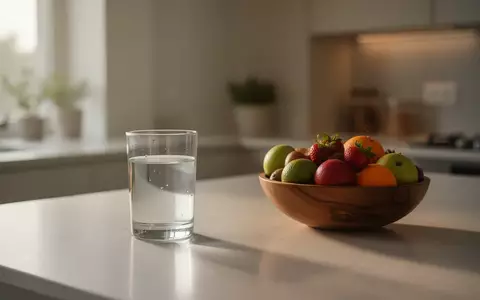 Ein minimalistisches Kücheninterieur mit einem Glas Wasser und einer Schale Obst in natürlichem Licht. - Foto: über boerse-global.de
