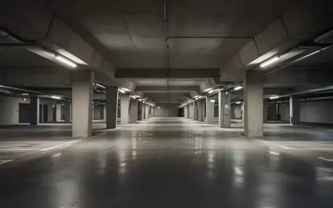 Leere, modern gestaltete Tiefgarage mit Betonpfeilern und reflektierendem Bodenbelag. - Foto: über boerse-global.de