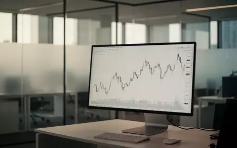 Ein moderner, minimalistischer Büroarbeitsplatz mit einem neutralen Börsenchart auf einem Monitor. - Foto: über boerse-global.de