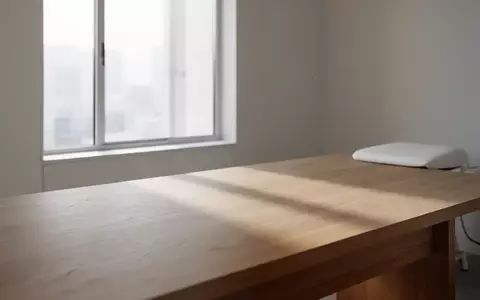 Ein minimalistischer, ruhiger Raum mit natürlichem Licht, das sanfte Schatten auf eine schlichte Holztischoberfläche wirft. - Foto: über boerse-global.de