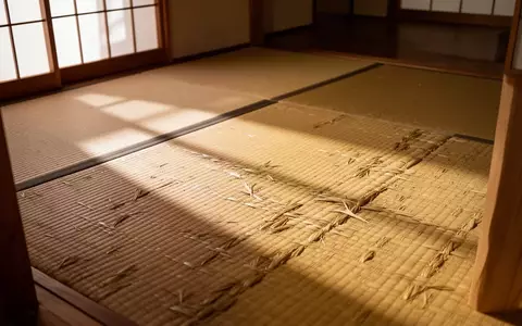 Nahaufnahme einer traditionellen japanischen Tatami-Matte aus Igusa-Gras in einem hellen, minimalistischen Raum. - Foto: über boerse-global.de