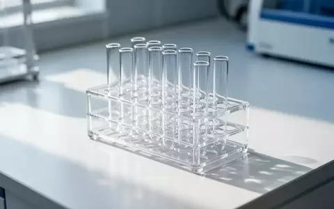 Ein steriler Labortisch mit leeren Reagenzgläsern in einem klinischen Umfeld, das die wissenschaftliche Forschung symbolisiert. - Foto: über boerse-global.de