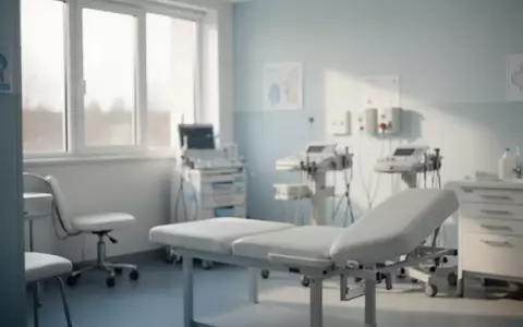 Ein heller, leerer Untersuchungsraum in einer Kinderklinik mit weichem Tageslicht. - Foto: über boerse-global.de