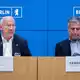 «Ein trauriger Tag für Berlin»: Wegner (l) und Niroomand verkünden das Ende der Bewerbung. - Bild: Christophe Gateau/dpa