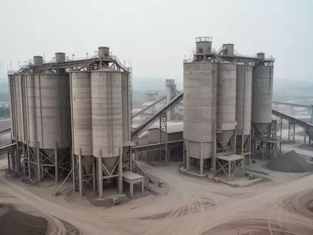 Industrielle Zementanlage mit großen Silos und Förderanlagen in China bei Tageslicht. - Foto: über boerse-global.de