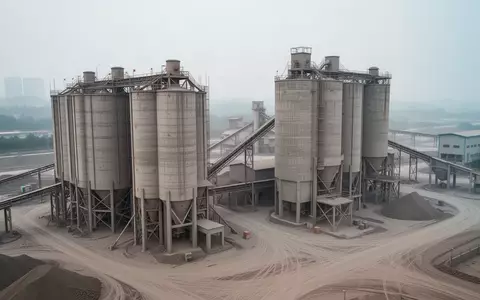 Industrielle Zementanlage mit großen Silos und Förderanlagen in China bei Tageslicht. - Foto: über boerse-global.de