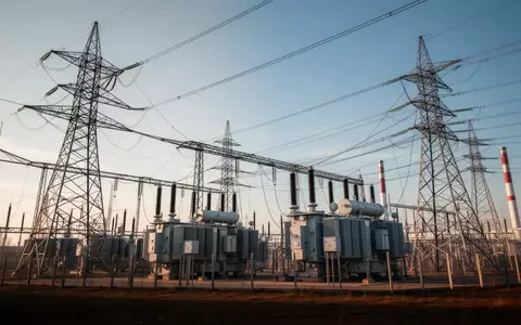 Moderne Industrieanlage mit Strommasten und Transformatoren unter klarem Himmel. - Foto: über boerse-global.de