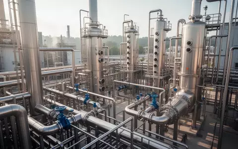 Industrielle Chemieanlage mit Edelstahlrohren und Produktionsanlagen bei Tageslicht. - Foto: über boerse-global.de