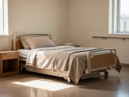 Ein helles, aufgeräumtes Zimmer in einer Pflegeeinrichtung mit schlichter Einrichtung und natürlichem Licht. - Foto: über boerse-global.de